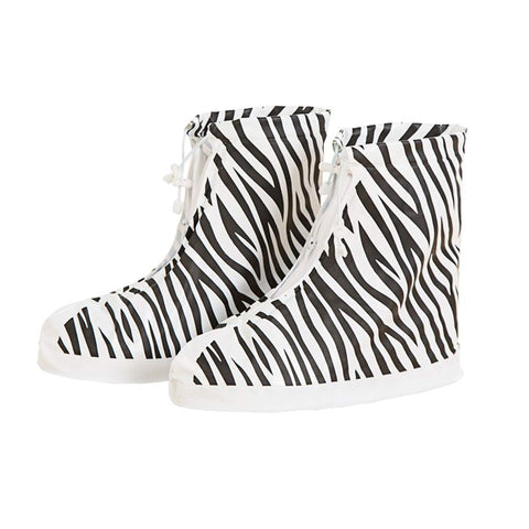 Creative Zebra Stripe Waterproof Shoe Covers Foldable Non-Slip Cycling Shoe Covers