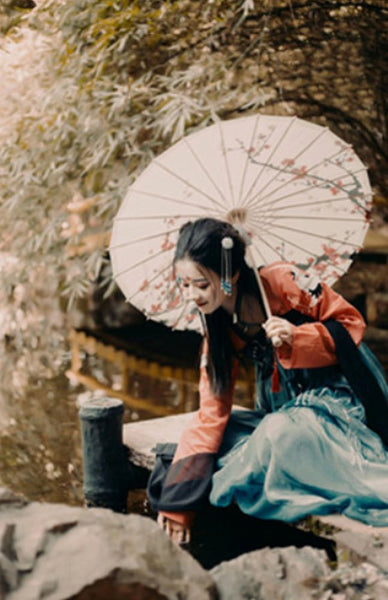 Lanburch Handmade Chinese/Japanese Style Vintage Paper Umbrella Parasol 33-Inch Plum Blossom-2