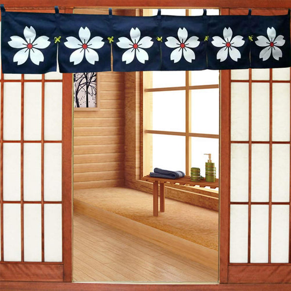 Japanese Style Curtains Sushi Restaurant Banner Decoration Door Hallway Sakura Hanging Curtains Divider