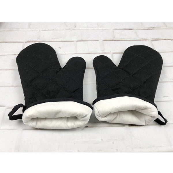 Set of 2 Oven Mitts Heat Resistant Kitchen Gloves Text Print Oven Gloves Potholders Black