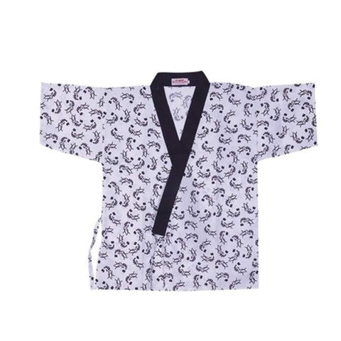 Japanese Style Floral Print Waiter Clothes Half Sleeve Uniform Sushi Restaurant Chef Waiter Clothing White # 602