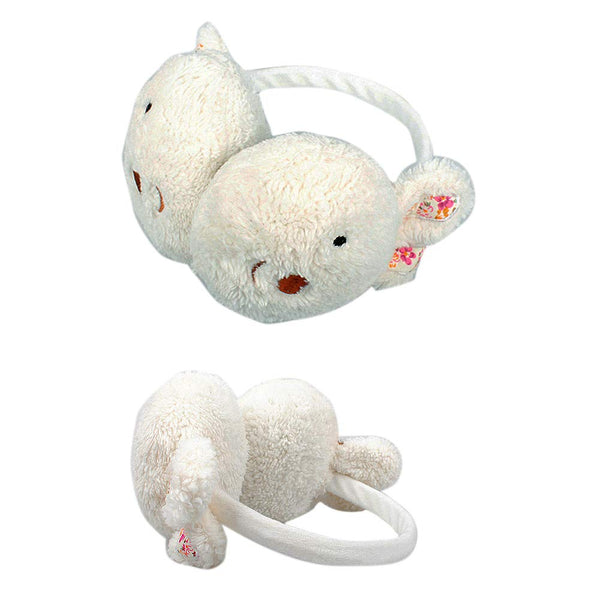 Adjustable Winter Ear Warmer Lovely Faux Fur Ear Protector Rabbit Headband White for Kids