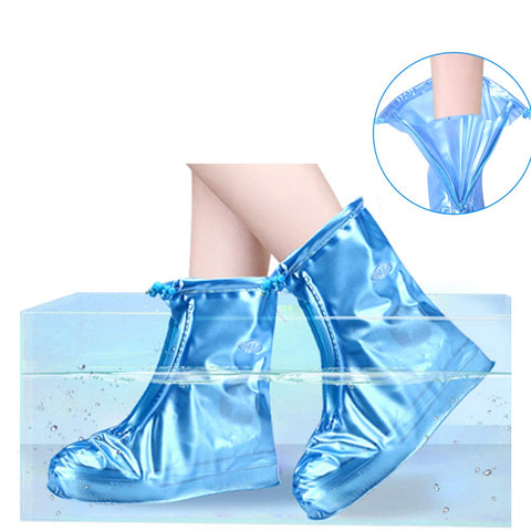 Simple Style Waterproof High-Tops Shoe Covers Foldable Non-Slip Cycling Shoe Covers Blue