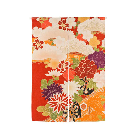 33 x 47 Inches Japanese Door Curtain Hallway Restaurant Entrance Thicken Curtain Floral Noren Curtain