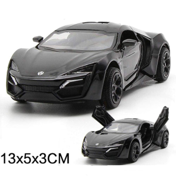 1/36 Lykan Alloyed Car Model Child's Toy Cars with Light and Sound Best Gift, Black