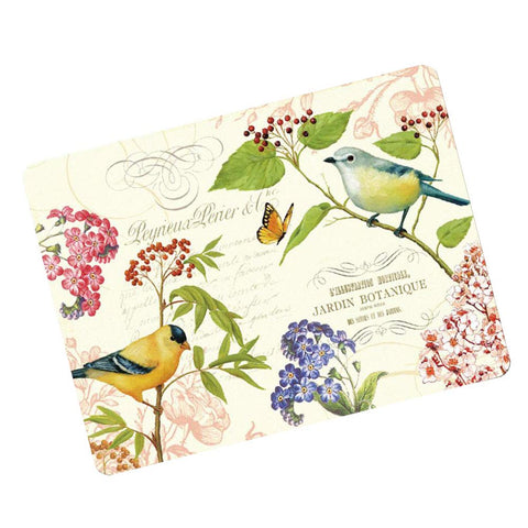 1PCS Vintage Cork Placemats Hardboard Placemats Durable Waterproof Placemat, Flowers and Birds