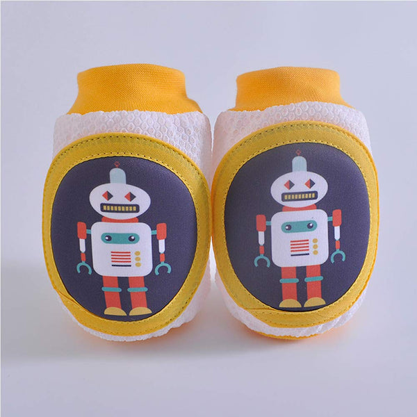 Elastic Unisex Baby Crawling Knee Pads Breathable Safety Protector Non Skid Knee Braces Yellow (Robot)