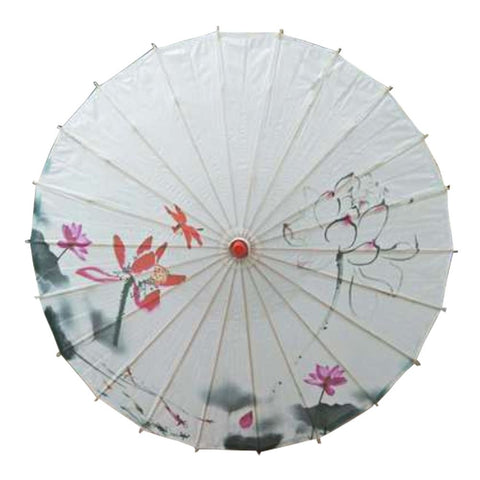 Handmade Chinese/Japanese Style Vintage Paper Umbrella Parasol 33-Inch Ink Lotus