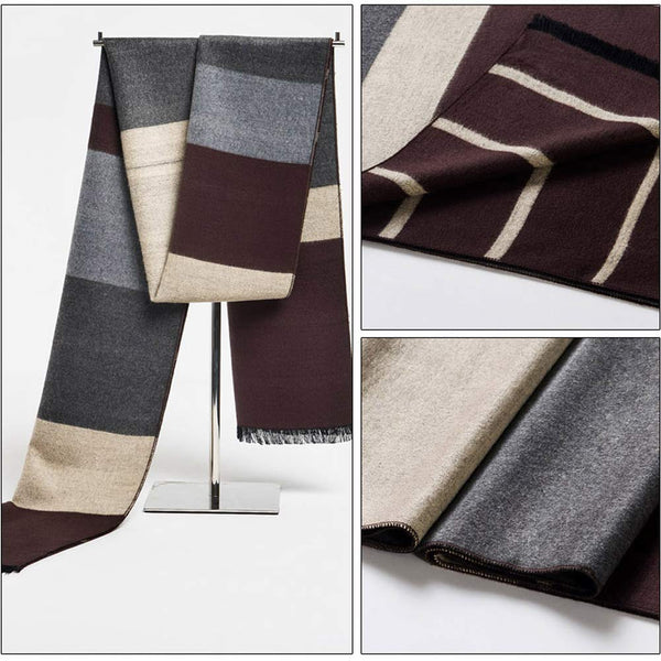 Men's Casual Scarf Winter Warmth Scarf Fashion Knit Scarves Soft Thicken Muffler with Tassels Swallow Gird