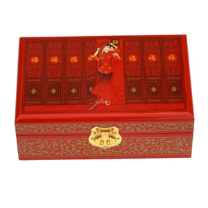 Two-Layer Wooden Jewelry Box Display Storage Case Treasure Chest Case with Lock, Bride-3