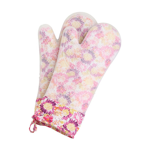 Set of 2 Oven Mitts Heat Resistant Silicone Oven Mitts Floral Oven Gloves Silicone Oven Mitts Extra Long