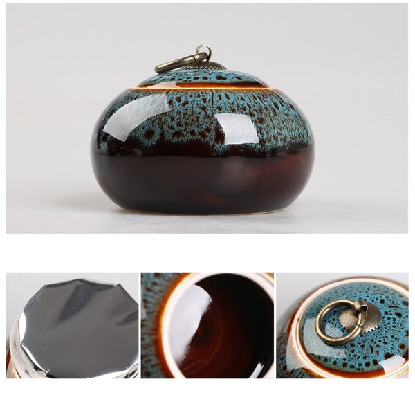 Glazed Ceramic Tea Storage Tins for Loose Tea Porcelain Tea Storage Chests Spice Jar Cinnabar Red