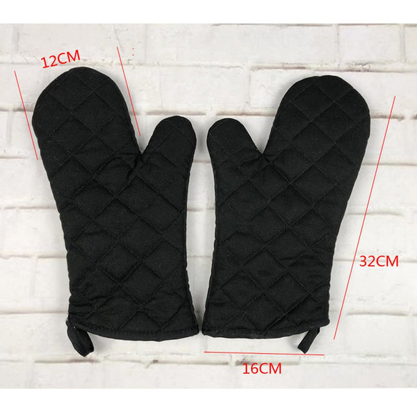 Set of 2 Oven Mitts Heat Resistant Kitchen Gloves Text Print Oven Gloves Potholders Black