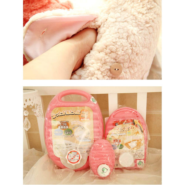 Japanese Style 600 ML Plastic Hot Water Bottle with Washable Cute Alpaca Cover for Kids