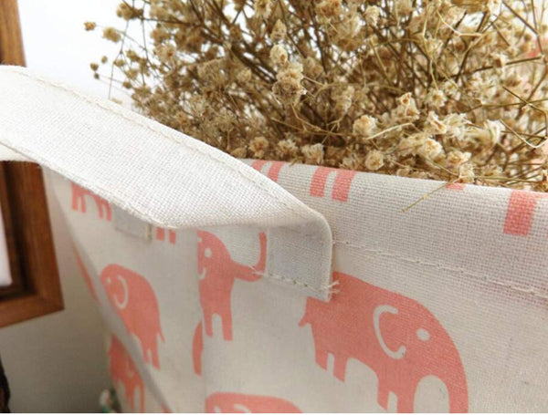 Pink Elephant Foldable Laundry Basket Storage Bag Practical Hamper Bag Toys Clothing Organizer