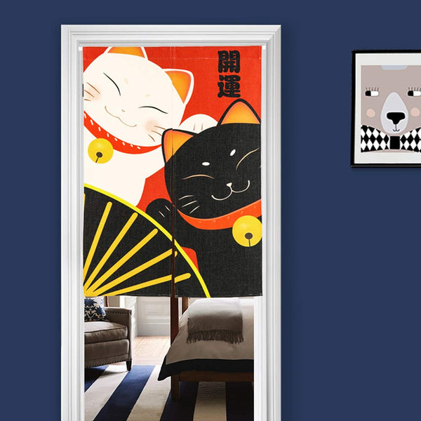 33 x 47 Inches Door Curtain Hallway Restaurant Entrance Thicken Curtain Cats Print Noren Curtain