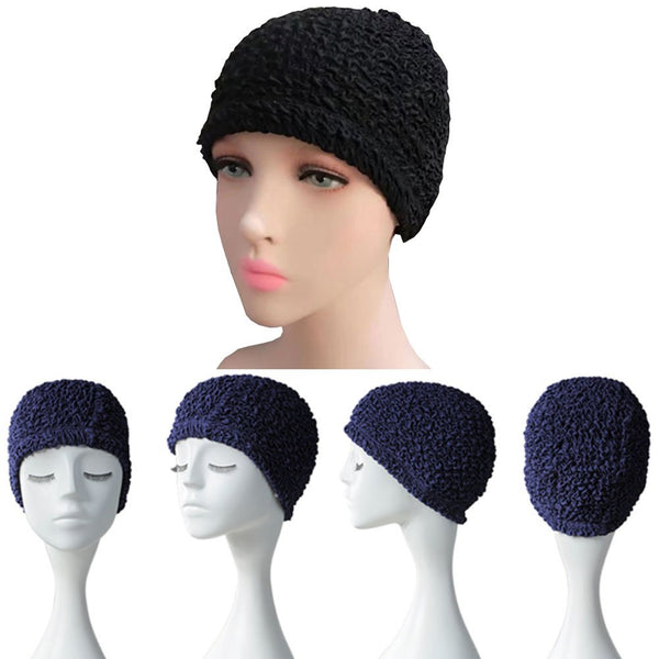 Swimming Caps Long Hair Swim Cap Cloth Fabric Swimcap Lycra Beanie Hat Black