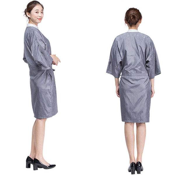 Case of 10 Packs, Kimono Style Salon Client Gown Robes Salon Smock SPA Gown Grey