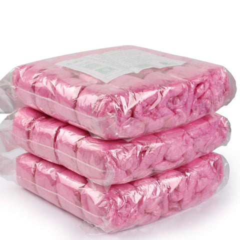 150 Pair Disposable Non-Slip Waterproof Plastic Shoe Covers for Rain Foldable Shoe Covers Pink