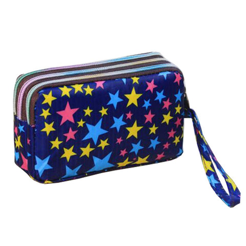 Ladies Fashion Small Card Case Wallet Change Coin Purse Pouch Bag with Zipper, Colorful Stars