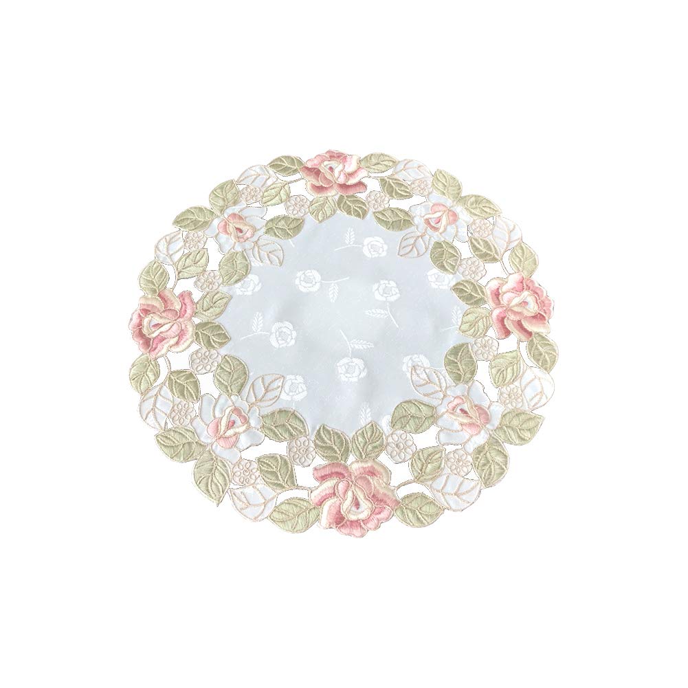 Fashion Floral Hollow Out Embroidery Place Mats Round Heat Resistant Washable Table Mats Coasters XL