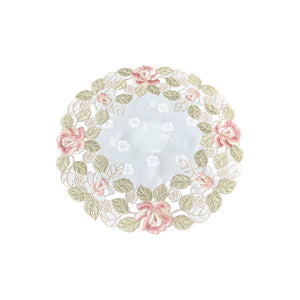 Fashion Floral Hollow Out Embroidery Place Mats Round Heat Resistant Washable Table Mats Coasters XL