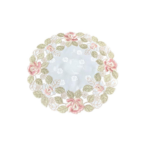 Fashion Floral Hollow Out Embroidery Place Mats Round Heat Resistant Washable Table Cloth Coasters XL