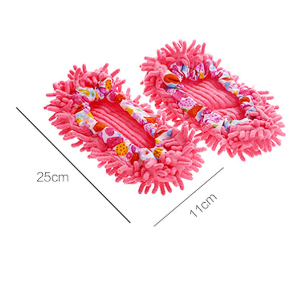 1 Pair Multifunction Dust Duster Slippers Cover Unisex Mop Shoes Covers for Floor Cleaning Red