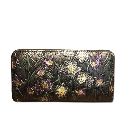 7.87x3.93 Inches Stylish Women Long Purse Vintage Magnolia PU Leather Cowhide Wallet