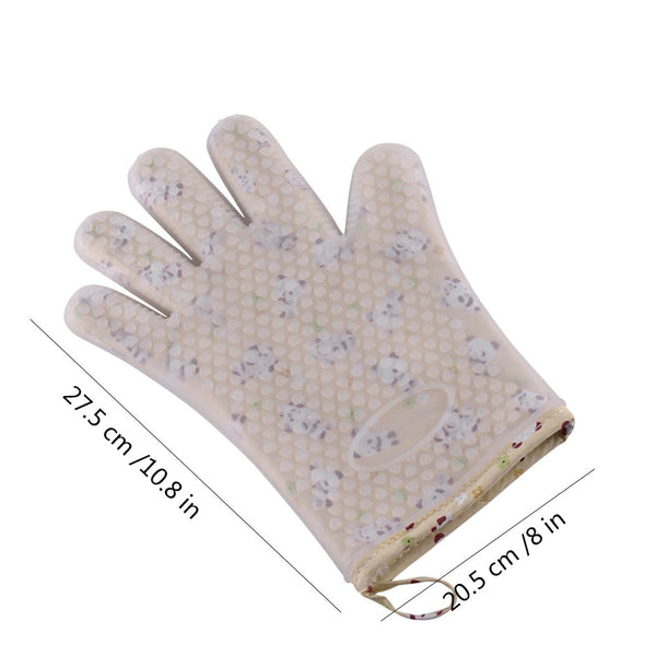 Set of 2 Oven Mitts Heat Resistant Silicone Oven Mitts Cute Panda Print Oven Gloves Silicone Mitts Yellow
