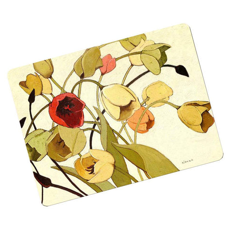 1PCS Vintage Cork Placemats Hardboard Placemats Durable Heat Resistant Placemat, Tulip