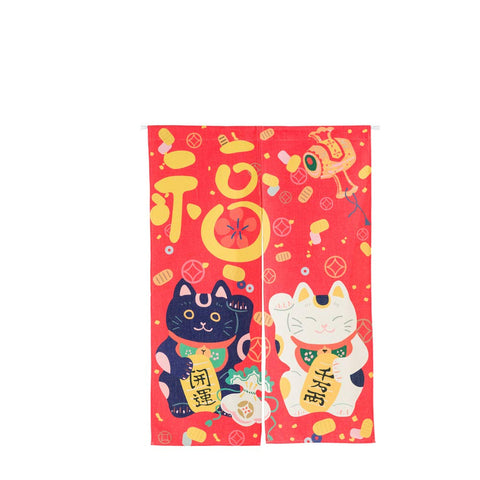 33 x 47 Inches Japanese Style Door Curtain Hallway Restaurant Entrance Thicken Curtain (Double Cats)