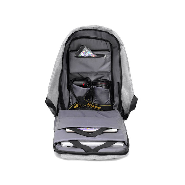 15.6 Inch Waterproof Oxford Cloth Laptop Rucksack School Backpack with USB Charging Port Black