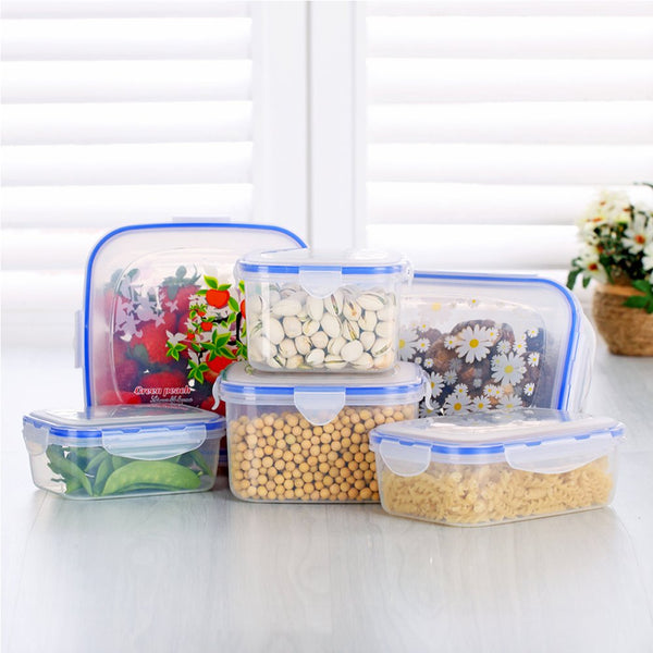 Lanburch BPA-Free Plastic Food Container Set with Locking Lids Food-Grade Translucent Food Storage Container Set of 6[224 oz]