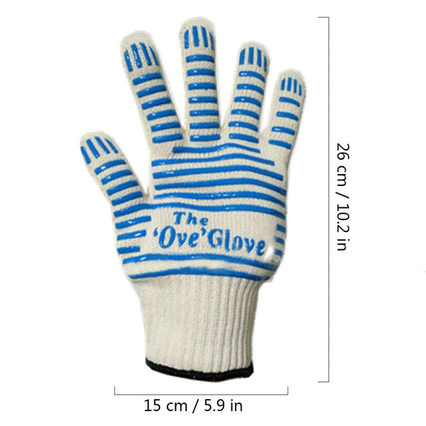 Set of 2 Oven Mitts Heat Resistant Kitchen Gloves Five Fingers Oven Gloves for Outdoor Barbecue