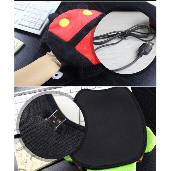 USB Heated Mouse Pad - Constant Temperature Warm Mouse Pad with Wristguard Hand Warmer (Owl,Brown)