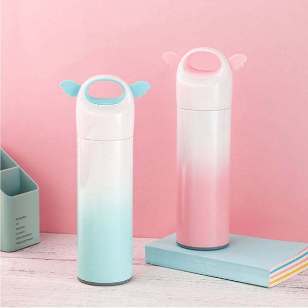 Lanburch 13.7 OZ(400ml) Lovely Angle Wing Water Bottle Insulated Stainless Steel Water Bottle [Mint Green]