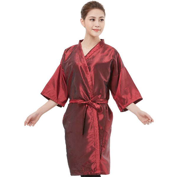 Case of 10 Packs, Kimono Style Salon Client Gown Robes Salon Smock Red
