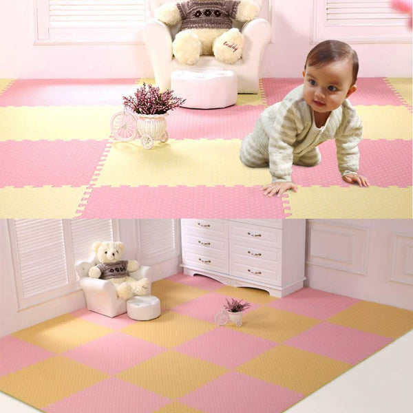 9 PCS of Waterproof Crawling/Puzzle Foam Mats Kids&Baby Foam Play Mats, Pink