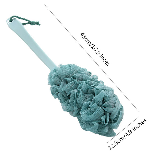 Nylon Mesh Shower Brush Back Scrubber with Non-Slip Long Handle Loofah Sponge body Brush Cyan