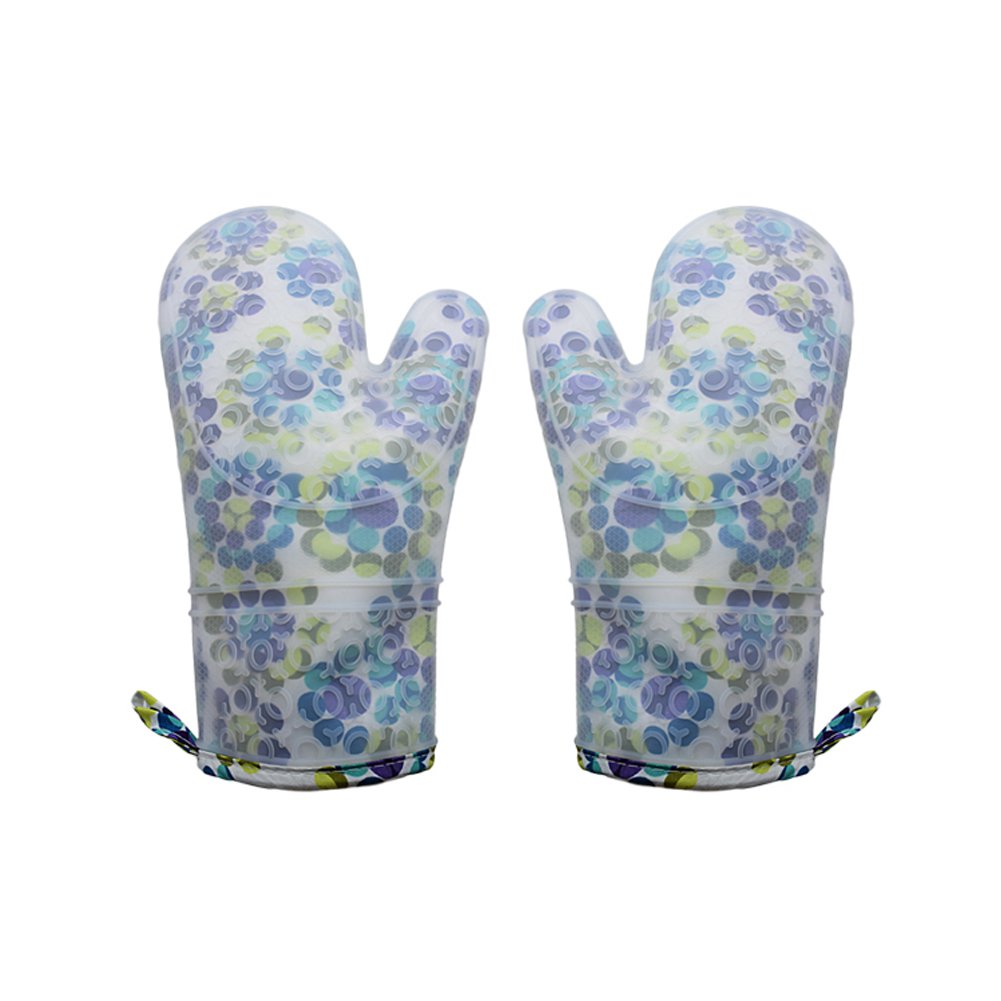 Set of 2 Oven Mitts Heat Resistant Silicone Cute Colorful Dot Oven Gloves Waterproof Silicone Kitchen Mitts