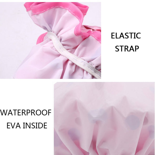 2 Packs Fashion Water Resistant Lined Double Layer Shower Caps, Rose Heart Pattern