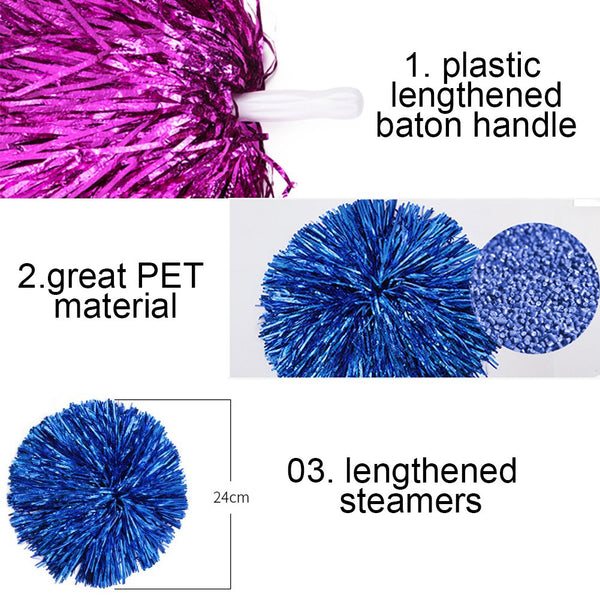 Lanburch (100g) 1 Pair Plastic Cheerleader Cheerleading Pom Poms Cheer Accessory Pompoms for Dress Night Dance Party(red)
