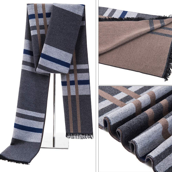 Men's Casual Scarf Winter Warmth Scarf Fashion Knit Scarves Soft Thicken Muffler with Tassels A11