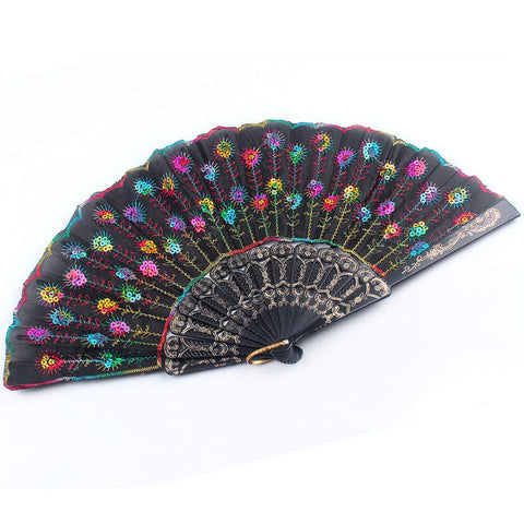 Creative Plastic Dance Folding Fans Colorful Pattern Dance Tool