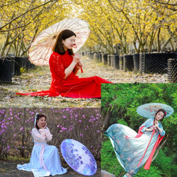 Lanburch Handmade Chinese/Japanese Style Vintage Paper Umbrella Parasol 33-Inch Plum Blossom-1