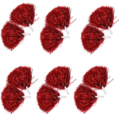 Lanburch (25 g) 12packs Plastic Cheerleader Cheerleading Pom Poms Cheer Accessory Pompoms for Dress Night Dance Party(red)