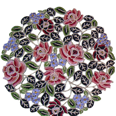 2 Pcs Floral Hollow Out Embroidery Place Mats Heat Resistant Washable Round Coasters