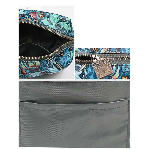 Floral Coin Purse Makeup Bags Portable Travel Organizer Toiletries Bag Pen Pouch Hand Bag Green
