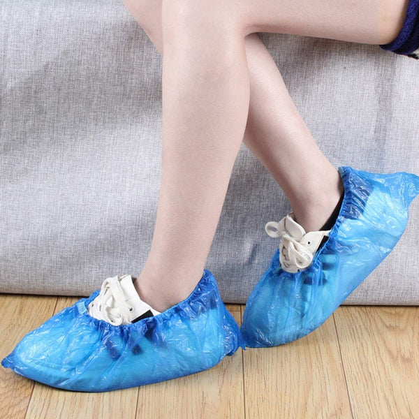 150 Pair Disposable Non-Slip Waterproof Plastic Shoe Covers for Rain Foldable Shoe Covers Blue